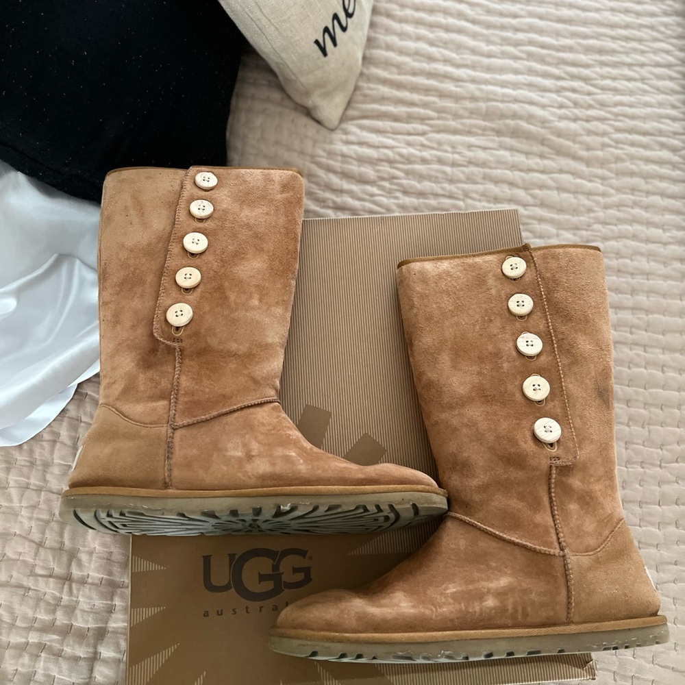 UGG Tan Winter Boots with Button Accents